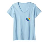 Femme Design cœur Pride LGBT Pride Month Rainbow Love T-Shirt avec Col en V