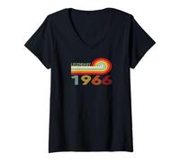 Femme Design d'anniversaire légendaire rétro vintage de 1966 T-Shirt avec Col en V