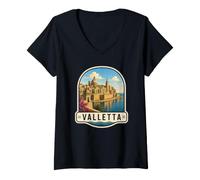 Femme Design d'architecture Coloniale de la Valette Malte T-Shirt avec Col en V