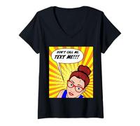 Femme Design de Bande dessinée « Don't Call Me » T-Shirt avec Col en V