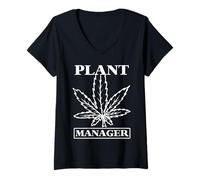 Femme Design de cultivateur de cannabis fan de marijuana | Plant Manager Weed T T-Shirt avec Col en V