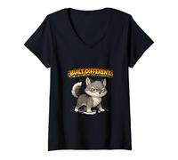 Femme Design de Dessin animé Loup confiant T-Shirt avec Col en V