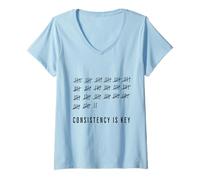 Femme Design de liste de Motivation « Consistency is Key » T-Shirt avec Col en V