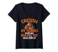 Femme Design de marchand de poterie pour les artistes de poterie et les potiers en argile T-Shirt avec Col en V