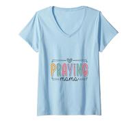 Femme Design de maternité avec Inscription « Praying Mama Christian Faith » T-Shirt avec Col en V