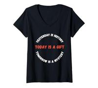Femme Design de Motivation avec Citations inspirantes Today is A Blessing T-Shirt avec Col en V