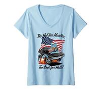 Femme Design de Muscle Car trop drôle, trop Chaud pour Le Paradis, trop Cool pour l'enfer T-Shirt avec Col en V