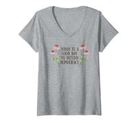 Femme Design de Protestation Florale pour défendre la démocratie militante Art T-Shirt avec Col en V