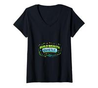 Femme Design d'esprit de Discipline de Croissance de Richesse silencieuse T-Shirt avec Col en V