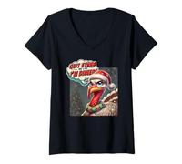 Femme Design Drôle de Dinde de Noël - Pas Mon Dîner ! T-Shirt avec Col en V