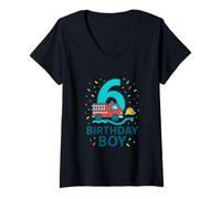 Femme Design du sixième Anniversaire du Pompier Courageux T-Shirt avec Col en V