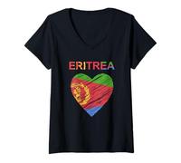 Femme Design Érythrée T-Shirt avec Col en V