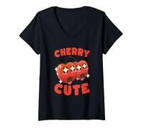 Femme Design esthétique de Fruits Kawaii Mignons T-Shirt avec Col en V