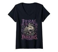 Femme Design Gothique Grunge Y2K Opossum, Sauvage et Fabuleux T-Shirt avec Col en V
