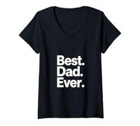 Femme Design Graphique Best Dad Ever Bold Minimal Typographie T-Shirt avec Col en V