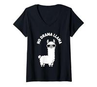 Femme Design Graphique introverti No Drama Lama Funny Chill T-Shirt avec Col en V
