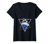 Femme Design graphique rétro Water Polo Wave T-Shirt avec Col en V