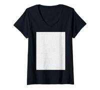 Femme Design Graphique Transparence Grille Gris Blanc à Carreaux T-Shirt avec Col en V