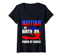 Femme Design haïtien de naissance pour les amoureux d'Haïti T-Shirt avec Col en V