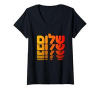 Femme Design hébreu Shalom Peace Israel Jewish Faith Defenders T-Shirt avec Col en V