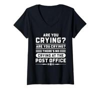 Femme Design Humour de travailleur Postal No Crying at The Post Office T-Shirt avec Col en V