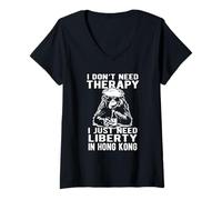 Femme Design I Don't Need Therapy I Just Need Liberty in Hong Kong T-Shirt avec Col en V