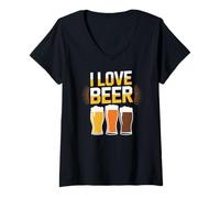 Femme Design « I Love Beer Craft Beer Lover » T-Shirt avec Col en V