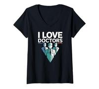 Femme Design « I Love Doctors Medical Appreciation » T-Shirt avec Col en V