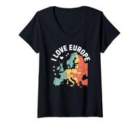 Femme Design « I Love Europe » T-Shirt avec Col en V