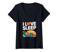 Femme Design « I Love Sleep Dreamer Cozy Night » T-Shirt avec Col en V