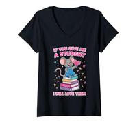 Femme Design « If You Give Me a Student I Will Love Them » T-Shirt avec Col en V