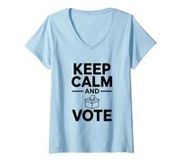 Femme Design inspirant du Jour des élections Keep Calm and Vote T-Shirt avec Col en V