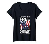 Femme Design Land of The Free Home of The Kugel T-Shirt avec Col en V