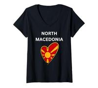 Femme Design Macédoine du Nord T-Shirt avec Col en V