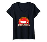 Femme Design « Merry Christmas Happy Holidays » T-Shirt avec Col en V