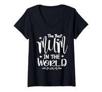 Femme Design mignon et cool pour la meilleure maman du monde T-Shirt avec Col en V