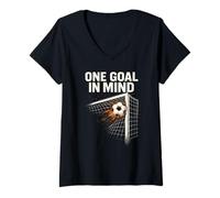 Femme Design One Goal in Mind Match de Football T-Shirt avec Col en V