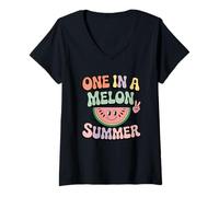 Femme Design One In A Melon Summer Fun Vibes T-Shirt avec Col en V