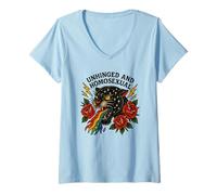 Femme Design panthère homosexuelle et décharnée Gay Pride T-Shirt avec Col en V