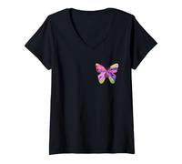 Femme Design papillon unique collage insecte jardin papillons T-Shirt avec Col en V
