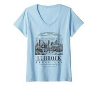 Femme Design Paysage Urbain du Texas Lubbock T-Shirt avec Col en V