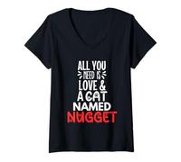 Femme Design pépite de nom de Chat - Tout ce Dont Vous Avez Besoin, C'est l'amour T-Shirt avec Col en V