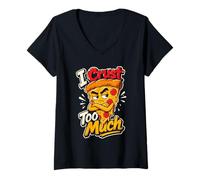 Femme Design Pizza Humour Croûte 100% T-Shirt avec Col en V