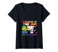 Femme Design pop art I Licked It So It's Mine T-Shirt avec Col en V