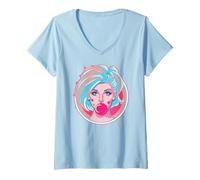 Femme Design pop art Wave Vibes and Bubblegum Dreams Ocean Hair T-Shirt avec Col en V