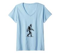 Femme Design rétro Amusant Bigfoot Sasquatch pour Les Amateurs de cryptides T-Shirt avec Col en V