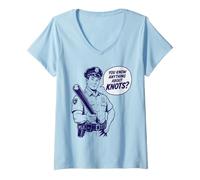 Femme Design rétro Amusant « You Know Anything About Knots » T-Shirt avec Col en V