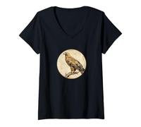 Femme Design rétro coloré d'aigle et d'oiseau T-Shirt avec Col en V