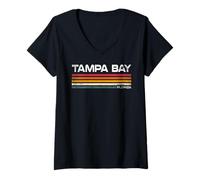 Femme Design rétro de Tampa Bay, Floride, Tampa Bay, Floride T-Shirt avec Col en V
