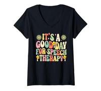 Femme Design rétro « Good Day for Speech Therapy » T-Shirt avec Col en V